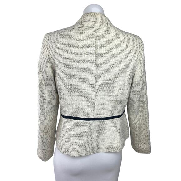 Mango Yellow Tweed Open Front Long Sleeve Career Business Blazer Suit Jacket L - Picture 3 of 6